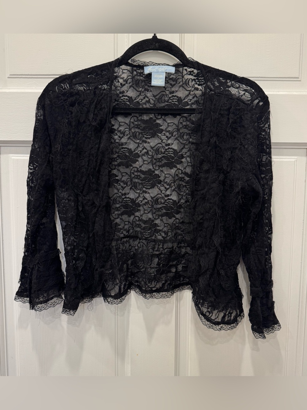 Black Lace Open Front Shrug Cardigan Gothic Romantic Victorian Boho Layering S